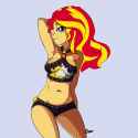3579487__safe_artist-colon-inuyuru_sunset+shimmer_human_art+pack-colon-mypastisnottoday2025_equestria+girls_g4_arm+behind+back_arm+behind+head_armpits_beach+sho
