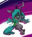 560538__safe_artist-colon-awbt_derpibooru+import_queen+chrysalis_changeling_changeling+queen_female_lidded+eyes_looking+back_on+back_pixiv_quadrupedal_