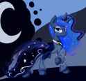 758582__safe_artist-colon-sapsan_derpibooru+import_princess+luna_bedroom+eyes_clothes_dress_looking+at+you_raised+hoof_smiling_solo