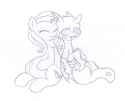 851082__safe_artist-colon-seenty_derpibooru+import_trixie_changeling_pony_unicorn_blushing_cuddling_female_male_mare_monochrome_pencil+drawing_pregnant