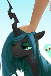 3115934__safe_artist-colon-some_ponu_lyra+heartstrings_queen+chrysalis_changeling_human_pony_unicorn_gradient+background_hand_heart_heart+eyes_high+res_human+an