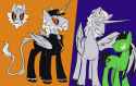 3622373__safe_artist-colon-acura_oc_oc+only_oc-colon-acura_alicorn_pony_alicorn+oc_beard_black+sclera_clothes_duo_facial+hair_hat_horn_leonine+tail_male_moustac