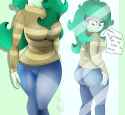 2407246__suggestive_artist-colon-diamondgreenanimat0_wallflower+blush_human_equestria+girls_g4_ass_big+breasts_breasts_butt_clothes_female_green+background_gree