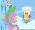 spike confronts a showering owlowicious