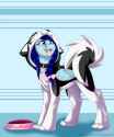 1347344__safe_artist-colon-pinktabico_oc_oc+only_oc-colon-snow+feather_husky_pegasus_pony_behaving+like+a+dog_bowl_clothes_collar_costume_cute_female_f