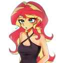 3529755__safe_artist-colon-pulse_sunset+shimmer_human_equestria+girls_g4_bare+shoulders_blue+eyes_boob+window_breasts_cleavage_clothes_collarbone_dress_female_l