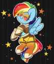 3070335__safe_artist-colon-kittyrosie_rainbow+dash_pegasus_pony_alternate+hairstyle_black+background_clothes_cosplay_costume_cute_dashabetes_female_looking+at+y