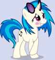 502371__safe_artist-colon-benybing_dj+pon-dash-3_vinyl+scratch_pony_unicorn_g4_absurd+resolution_blushing_cutie+mark_female_hooves_horn_mare_shy_simple+backgro