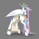 1562959__safe_artist-colon-faline-dash-art_princess+celestia_alicorn_pony_g4_absurd+resolution_cleopatra_clothes_costume_egyptian_female_gray+background_jewelry