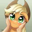 3055351__safe_artist-colon-fadlihalimns_applejack_earth+pony_human_pony_-colon-i_cute_female_floppy+ears_high+res_jackabetes_looking+at+you_mare_offscreen+chara