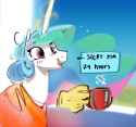 3061443__safe_artist-colon-alumx_princess+celestia_alicorn_pony_blushing_coffee+mug_female_glowing_glowing+horn_hand_horn_magic_magic+hands_mare_mug_open+mouth_