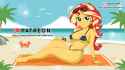 3137076__suggestive_artist-colon-jakepixels_sunset+shimmer_human_equestria+girls_beach_bikini_blushing_breasts_busty+sunset+shimmer_clothes_female_gumroad_gumro