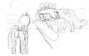 1214707__safe_artist-colon-ara_princess+cadance_twilight+sparkle_alicorn_pony_g4_bit_bondage_bridle_butt_dock_dressage_female_flagging_grayscale_horses+doing+ho