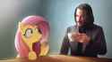 3211140__safe_artist-colon-makaryo_fluttershy_human_pegasus_pony_cup_duo_duo+male+and+female_female_hoof+hold_keanu+reeves_looking+at+each+other_looking+at+some
