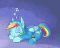 Dash sleeping in a Wonderbolts suit