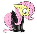 2869429__artist+needed_safe_fluttershy_pegasus_pony_cutie+mark_female_floppy+ears_green+eyes_image_latex_latex+suit_looking+down_mare_pink+mane_pink+ta