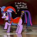 3222769__safe_artist-colon-pastthesouthpole_twilight+sparkle_pony_unicorn_g4_crossover_female_floppy+ears_hat_jester_jester+hat_jester+outfit_mare_pomni_reflect