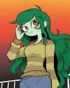 3594321__safe_artist-colon-yuka_mono195_wallflower+blush_human_equestria+girls_g4_blushing_female_fence_gradient+background_solo