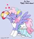 3369000__safe_artist-colon-an+appul_derpibooru+import_rainbowshine_pegasus_pony_g4_blushing_bouquet_clothes_dress_female_flower_flower+in+hair_heart_im