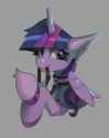 3613658__safe_artist-colon-hoofindust_twilight+sparkle_alicorn_pony_g4_-colon-p_collar_eyelashes_female_gray+background_heart_heart+eyes_hooves_horn_leash_mare_