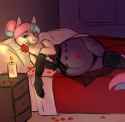 1438289__suggestive_artist-colon-dolly_artist-colon-nsfwbonbon_color+edit_edit_oc_oc+only_oc-colon-bundle+joy_earth+pony_pony_bed_belly_belly+button_candle_clot