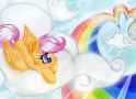 976478__safe_artist-colon-emberslament_scootaloo_pegasus_pony_g4_cloud_cute_female_filly_foal_high+res_lying+down_on+a+cloud_prone_rainbow_solo_traditional+art