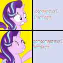 3630271__artist+needed_safe_starlight+glimmer_pony_unicorn_g4_cringing_drake_eyes+closed_female_gritted+teeth_horn_hotline+bling_mare_meme_ponified+meme_raised+