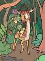 1425939__safe_daring+do_clementine_female_pony_mare_pegasus_smiling_open+mouth_hat_looking+back_tree_derpibooru+exclusive_forest_bush_giraffe_pith+he