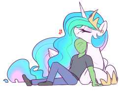 7267216__safe_artist-colon-thebatfang_imported+from+derpibooru_princess+celestia_oc_oc-colon-anon_alicorn_human_pony_crown_duo_duo+male+and+female_eyes+closed_f