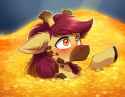 My Little Pony style, species_ Giraffe, swimming in gold coins, only head poking s-1129029606(2)