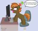 551584__safe_artist-colon-sasukex125_button+mash_earth+pony_pony_g4_blank+flank_colt_computer_foal_greatest+freakout+ever_hat_hooves_male_open+mouth_propeller+