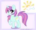 1743190__safe_artist-colon-dreamyeevee_sunny+flare_pony_unicorn_equestria+girls_g4_equestria+girls+ponified_female_looking+at+you_ponified_smiling_solo