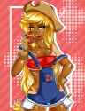 400255__suggestive_artist-colon-jenovasilver_applejack_human_breasts_busty+applejack_farmer27s+tan_female_humanized_obligatory+apple_overalls_solo_solo+female_