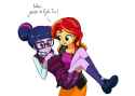 1079578__safe_artist-colon-twilite-dash-sparkleplz_sunset+shimmer_twilight+sparkle_equestria+girls_blushing_carrying_clothes_female_glasses_lesbian_sci