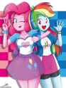 1166156__safe_rainbow+dash_pinkie+pie_clothes_breasts_equestria+girls_cute_open+mouth_tongue+out_cleavage
