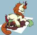 1747987844451710 3064125__safe_artist-colon-t72b_autumn+blaze_cinder+glow_summer+flare_kirin_pony_g4_animated_annoyed_awwtumn+blaze_behaving+like+a+cat_blazebutt_butt_cinder+glo