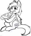 653140__safe_artist-colon-php27_derpy+hooves_g4_eating_female_hilarious+in+hindsight_lineart_monochrome_pizza_solo