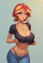 3354054__prompter+needed_suggestive_ai+content_ai+generated_sunset+shimmer_human_equestria+girls_g4_belly+button_braless_breasts_bust_busty+sunset+shimmer_cleav