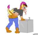3631878__suggestive_artist-colon-furnaise_smolder_dragon_g4_blushing_butt_clothes_fire_male+to+female_rule+63_transformation_transgender+transformation
