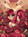 225466__dead+source_safe_artist-colon-suikuzu_roseluck_earth+pony_pony_g4_beautiful_cloud_female_flower_mare_petals_red+sky_rose_rose+petals_signature_sky_solo.jpg