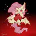 3753789__safe_artist-colon-_fluttershy_bat+pony_g4_apple_bat+ponified_cute_flutterbat_food_gradient+background_herbivore_race+swap_red+eyes_solo.jpg