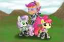 887258__safe_artist-colon-ponyus94_apple+bloom_scootaloo_sweetie+belle_cyborg_g4_cutie+mark+crusaders_hmd_power+armor.png