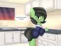 1994405__safe_artist-colon-triplesevens_oc_oc+only_oc-colon-anon-dash-mare_oc-colon-filly+anon_pony_angry_clothes_dialogue_female_filly_kitchen_looking+at.png