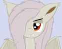 3608869__safe_artist-colon-minegirl007_fluttershy_bat+pony_g4_bat+ponified_fangs_female_flutterbat_hair+over+one+eye_mare_race+swap_simple+background_smiling_so.png
