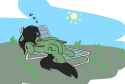 2519029__safe_artist-colon-slamjam_oc_oc+only_oc-colon-anon-dash-mare_earth+pony_pony_beach+chair_chair_fat_female_outdoors_sleeping_solo_sun.jpg