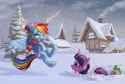 3768834__safe_artist-colon-harwick_rainbow+dash_spike_twilight+sparkle_dragon_pegasus_pony_unicorn_g4_clothes_ear+fluff_horn_house_outdoors_ponyville_scarf_scru.jpg