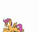 2025421__safe_scootaloo_oc_oc-colon-anon_g4_animated_cookie_derp_food_gif_parody_simple+background_this+will+end+in+pain_white+background.gif