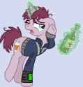 3192943__safe_artist-colon-starryoak_oc_oc+only_oc-colon-littlepip27s+mother_pony_unicorn_fallout+equestria_bottle_cider_clothes_drunk_eyeshadow_female_jumpsuit.png