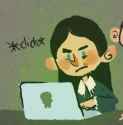 Aggie at computer