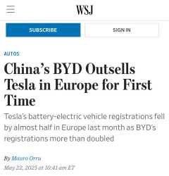 BYD beats tesla in sales in europe